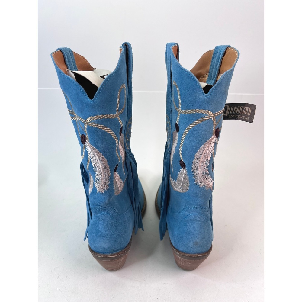 Dingo Daydream Blue Suede Leather Fringe Dream Catcher Western Cowgirl Boots - Picture 6 of 8